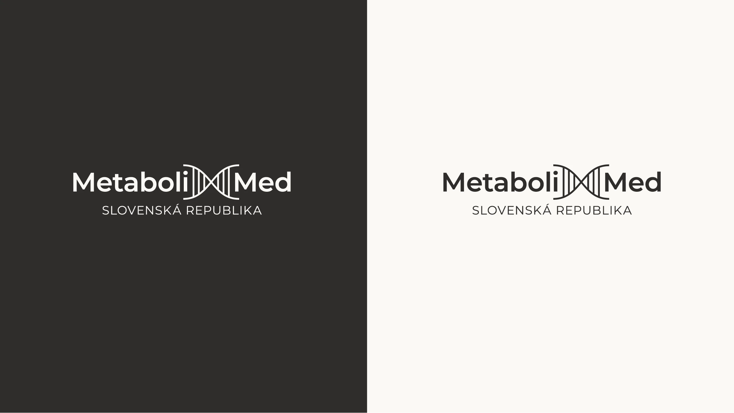 vizuální identita farmaceutické značky MetaboliMed.sk – černobílá varianta