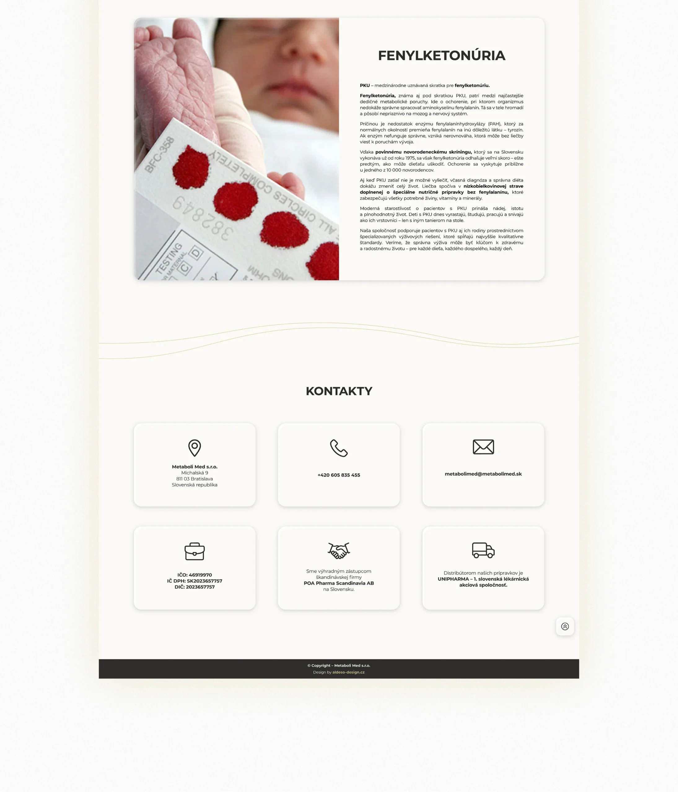 webdesign pro farmaceutický produkt