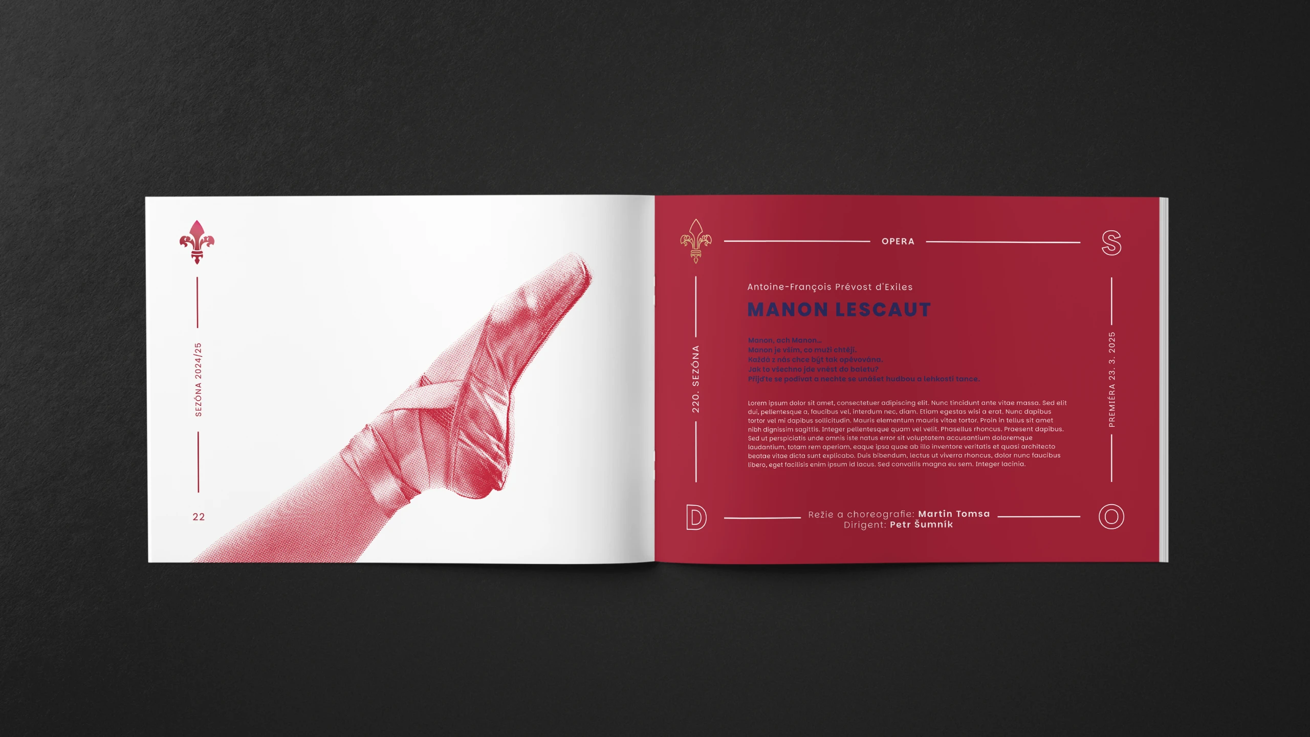 Slezské divadlo v Opavě - vizuál - 2025 - KONCEPCE REDESIGNU - dvoustranna katalogu Grafický design | Alexandr Ochonský