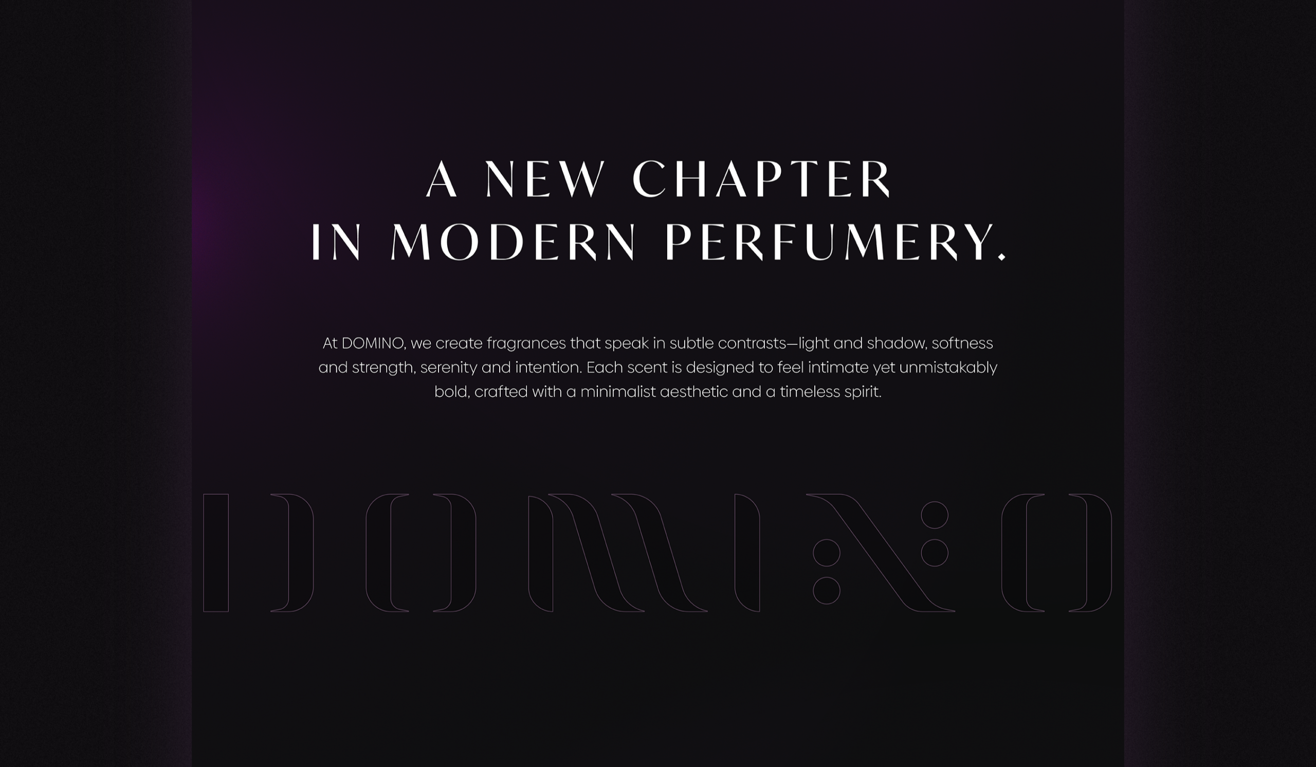 Webdesign kosmetické značky DOMINO – moderní minimalistický e-shop parfémů – sekce about.